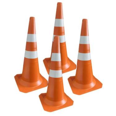 Imagem de Kit 4 Cone de Sinalização 75cm para Trânsito Estacionamento EPI Segura