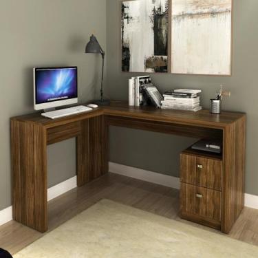 Imagem de Mesa para Escritório 113x138,5cm em L com 2 Gavetas ME4129 - Tecnomobi