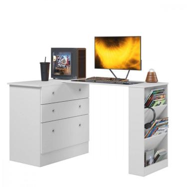 Imagem de Cômoda Com Mesa Gamer Giratória Branco Qmovi Branco