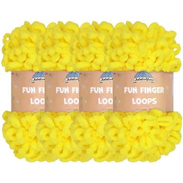 Imagem de JubileeYarn Fio divertido para dedos - poliéster jumbo - 100 g/novelo - Limoncello - 4 novelos