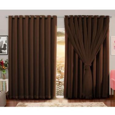 Imagem de Cortina Adomes com Voil M087 Corta Luz Blackout 2,50x3,00m Bege - CASA