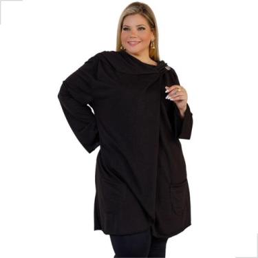 Imagem de Casaco Sobretudo Feminino Lanzinha Plus Size Transpassado C/ Capuz - R