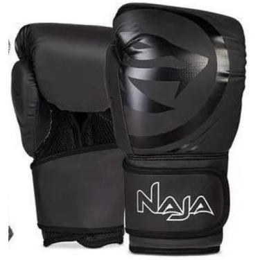 Imagem de Kit Muay Thai Boxe Naja Luva+ Bandagem + Bucal Preta 12 Oz