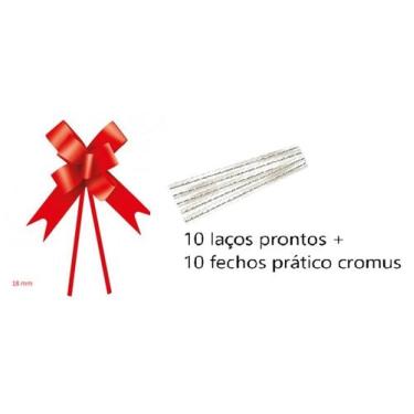 Imagem de Laço Pronto Liso 18 mm - 10 Unidades + Fecho prático Cromus, Vermelho