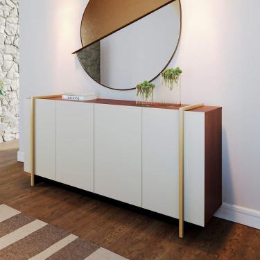 Imagem de Buffet Aparador com 4 Portas 160x79cm Copacabana Colibri Off White Dourado