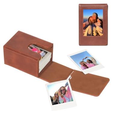 Imagem de WOGOZAN Mini capa com suporte de imagem para câmera Fujifilm Instax Mini 12/11/99/90/EVO 5,15 x 8,4 cm, acessórios de filme, bolsa de fotos, capa de proteção, pode conter mais de 50 filmes (marrom