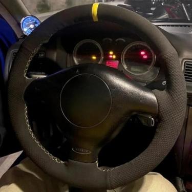 Imagem de LYBQFZ Capa de volante de carro DIY camurça, para Volkswagen VW Golf 4 IV Passat B5 Variant Polo Bora Sharan Seat Leon MK1 Acessórios de carro