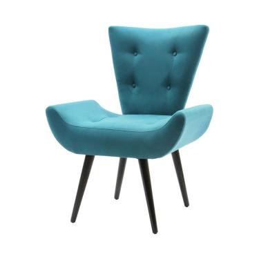 Imagem de Poltrona Decorativa Emilia Tecido Suede - Azul Turquesa - Cor: Azul