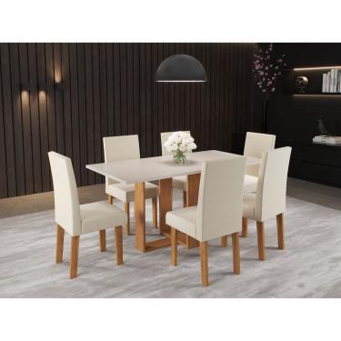 Imagem de Conjunto Sala De Jantar Com 6 Cadeiras Vênus Hill Viero Mel/Blonde/Amêndoa