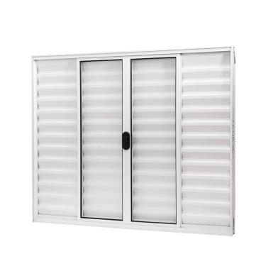 Imagem de Janela De Alumínio Veneziana 100x120cm 6 Folhas Vidro Liso Slim Modular Ramassol Branco