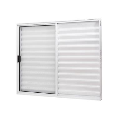 Imagem de Janela De Alumínio Veneziana 100x120cm 3 Folhas Vidro Liso Slim Modular Ramassol Branco