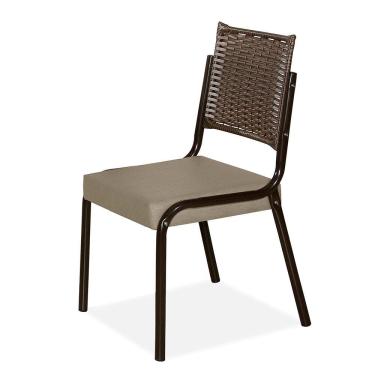 Imagem de Cadeira Aço Nobre Kansas Em Revestimento Sintético Marrom Com Castor