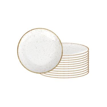 Imagem de Conjunto De Pratos Raso Rústico Marrom Em Porcelana Decorada 28 Cm - Tramontina 96980009