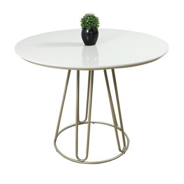 Imagem de Mesa De Jantar Rubi Off White Com Base De Metal Champanhe