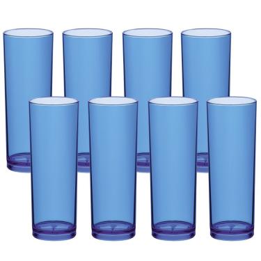 Imagem de Kit De Copos 8 Copos Grandes Jogo Long Drink 330ml Boccati Cor:azul