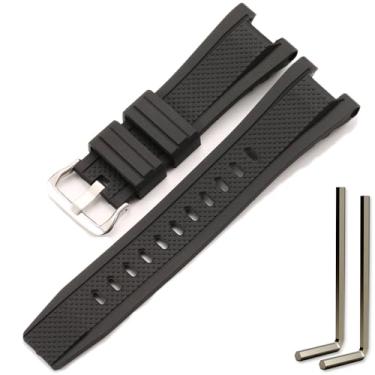 Imagem de MCXGL Pulseira de relógio de substituição compatível com Gshock para Casio GST-210 GST-W110 GST-W100 GST-S110 GST-S100 GST-B100 GST-S300, Fivela prata preta, 26mm, Cinto de malha masculino