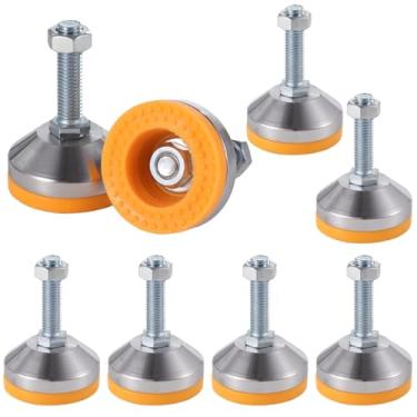 Imagem de 8 peças de pés niveladores resistentes, nivelador de perna ajustável com base de 6 cm de diâmetro, rosca M12 para pés de nivelamento, capacidade de 1300 para gabinete de máquina de bancada, D60 x M12
