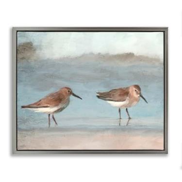 Imagem de Stupell Industries Little Two Sandpiper Pair Gray Framed Floater Canvas Wall Art Design por Kim Allen, 78 x 63 cm