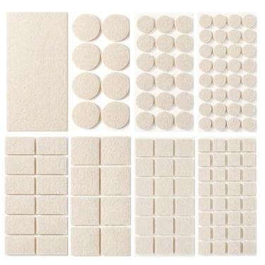 Imagem de Furnigear Protetores De Feltro Para Móveis, 129 Peças, Redondos E Quadrados, Anti-Arranhões, Com Deslizadores Autoadesivos, Mover Seus Móveis Suavemente, Bege