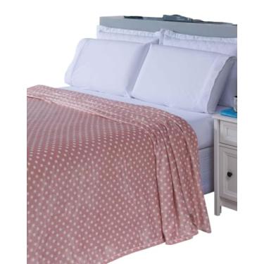 Imagem de Cobertor Manta Flannel Queen 2,20m x 2,40m Anti Alérgica, Estampa de Bolinhas, Super Macia, Confortável, Ideal para Dias Frios, Fácil de Lavar, Secagem Rápida, Toque Aveludado e Suave (Rosa)