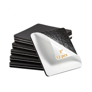 Imagem de Furnigear Protetores Antiderrapantes Para Móveis - Pés De Cadeira Borracha Autoadesivos Pisos Madeira Pernas Mesa, 12 Peças, 3" Quadrados