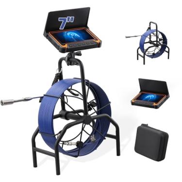 Imagem de Danculpe Câmera De Esgoto 20 M/66 Pés, Tubo Com Dvr, Monitor Lcd 7", Boroscópio Cabo 0,2 Pol./5 Mm, Lente Endoscópica 1000Tvl 12 Luzes Led, À Prova D'Água Ip68, Industrial Para Inspeção Tubos