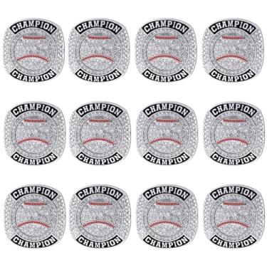 Imagem de guancrown Troféu De Prêmio Campeonato Beisebol, Presente Para Campeões Ou Finalistas Torneios (12 Anéis Prata, Tamanho 10)