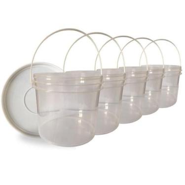 Imagem de Balde Alça Plastica Para Alimentos Transparente 2.2L 5 Pçs - Nastripac