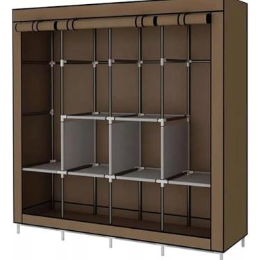 Imagem de Guarda Roupa Dobrável Organizador De Roupas Portátil Multiuso Armário Organizador 4 Divisórias(MARROM)