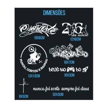 Imagem de Cartela de Adesivos Decorativos Automotivos, Recorte Manual, Dimensões Variadas, Estilo Urbano, Preto e Branco