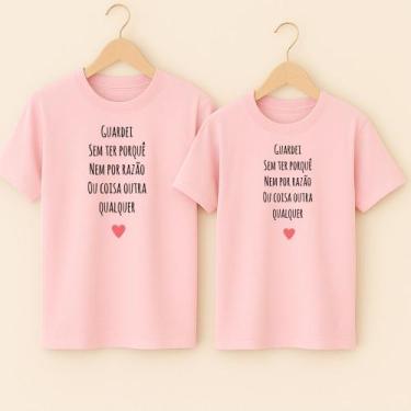 Imagem de Camiseta Algodão Unissex Casal Estampa Guardei Sem Ter Porquê Música r