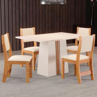 Imagem de Mesa de Jantar 4 Lugares Marilia Off White/Blonde/Mel/Nude - Pnr Móvei
