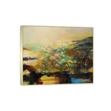 Imagem de MUHJDYC Zao Wou-ki Pintura famosa abstrata - imagem de arte em tela - arte de parede para sala de estar - reprodução de impressões (12.05.83) 20x25cm-8x10in moldura prata