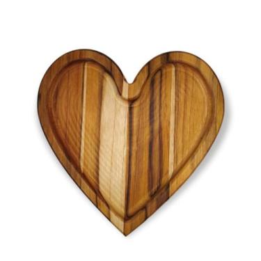 Imagem de Tábua/ petisqueira em formato de coração de madeira Teca - WR ROUTER