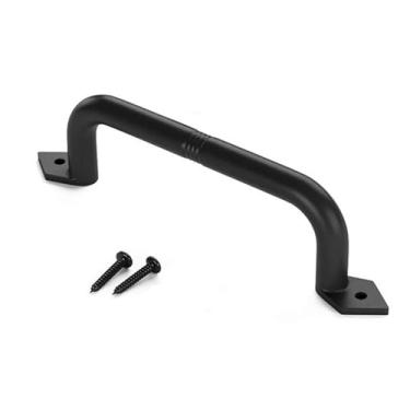 Imagem de Ioensy Puxador de porta de celeiro, puxador de portão, ferragens de aço carbono preto, de porta de celeiro deslizante para cerca, galpão, área externa,