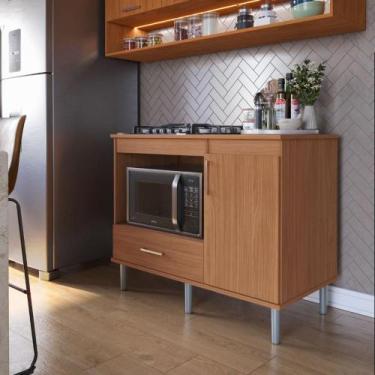 Imagem de Balcão Para Cooktop 1,05m 5 Bocas 1 Nicho Com 1 Porta E Gaveta Turim N