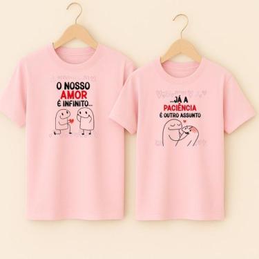 Imagem de Camiseta Algodão Casal Estampa O Nosso Amor É Infinito Meme Engraçado 