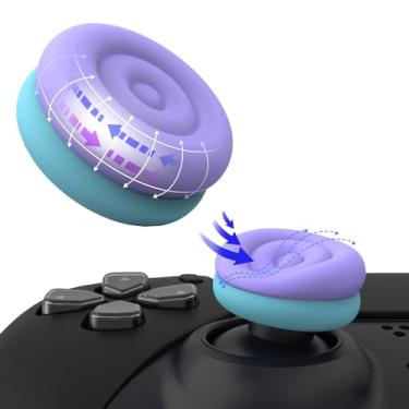 Imagem de playvital Capas De Almofada Para Polegar Thumbs Ps5, Ps4, Capa Controle Xbox Series X/S, One, Elite 2, Switch Pro - Roxo Claro E Azul-Água