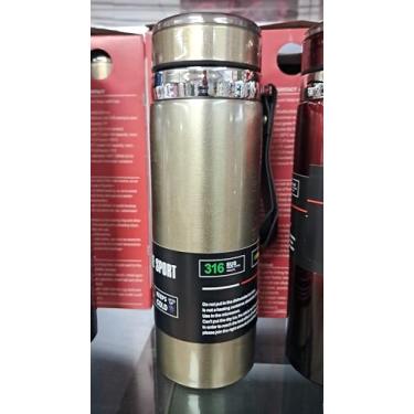 Imagem de Garrafa Térmica Esportiva com Alça, 800ml, Dourada, Isolamento a Vácuo