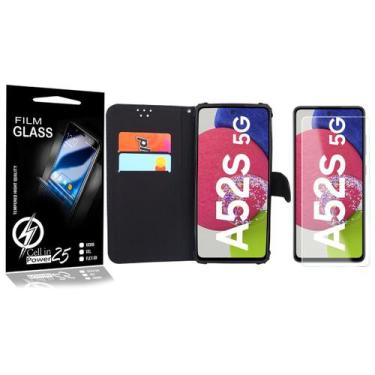 Imagem de Capa Case Flip Carteira + 2 Películas Vidro compatível Galaxy A52s 5G 