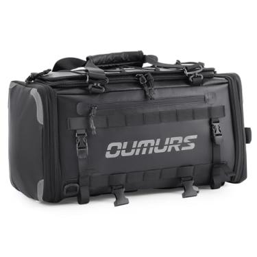 Imagem de Oumurs Bolsas de bagagem de viagem para motocicleta, bolsa expansível para cauda de motocicleta 60L, bolsas de selim para esportes motorizados, capa de chuva à prova d'água com alças