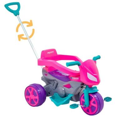 Imagem de Triciclo Infantil Andador Rosa Moto Rider Usual Brinquedos