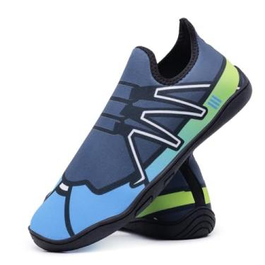 Imagem de Tenis Aquatico Beach Tennis Neoprene Estampada Confortavel Solado Borracha Palmilha Espumada Tamanho:35;Cor:Azul;Gênero:Masculino;Departamento BS:Esporte