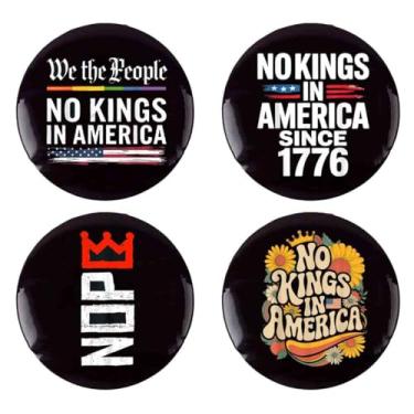Imagem de Pacote com 4 broches No Kings In America We The People e emblemas de círculo de botões no peito redondo decoração de broche