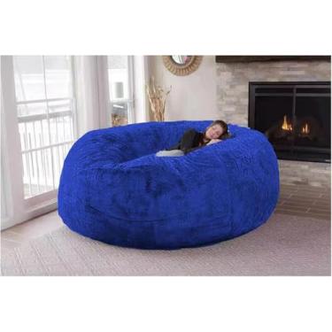 Imagem de Capa De Sofá Gigante Bean Bag, Queen Size, Cinza, Pele Falsa Fofa Macia E Confortável, Lavável, Uso Interno, Família, Crianças, Adultos, Treasure Blue, Twin
