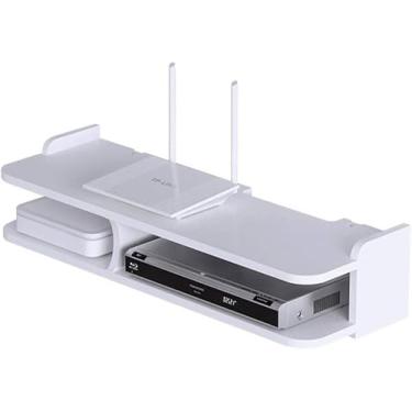 Imagem de Suporte De Tv Flutuante Prateleira Console, Armário De Tv Set-top Box Prateleira De Espaço De Prateleira Montada Na Parede Grade Criativa Decoração De Parede Unidade Organizadora De Armazen