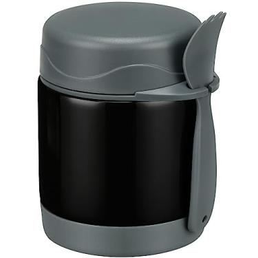 Imagem de Pote térmico Pawtong para sopa de 293 ml para comida quente infantil, para almoço quente, de aço inoxidável, com boca larga, com colher (Preto)
