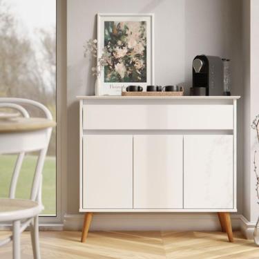 Imagem de Aparador Sala De Estar Retrô Balcão Buffet Com Gaveta E 3 Portas Cairo