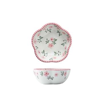 Imagem de Prato de molho floral japonês, pequeno prato de tempero floral de cerâmica - rosa