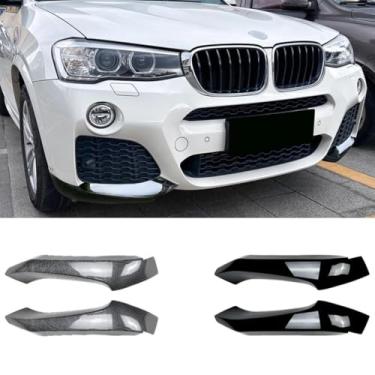 Imagem de Spoiler labial divisor de para-choque dianteiro compatível com X3 X4 F25 F26 M Sport 2014-2017 Kit de carroceria acessórios para carro (aparência de fibra de carbono)